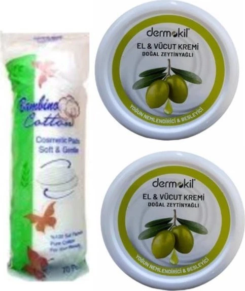 Dermokil El Kremi Zeytinyağlı 2x220 ml + Makyaj Pamuğu