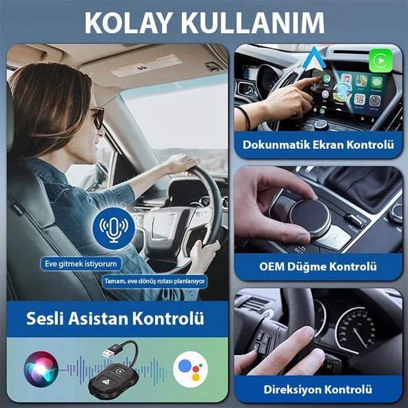 Polham Apple İphone ve Android İle Uyumlu Kablosuz Carplay Adaptör Çeviricisi, Ultra Hızlı Carplay Çevirici - 2