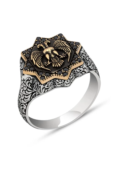 Selçuklu Devleti Kartalı 925 Gümüş Erkek Yüzük - Resim 2