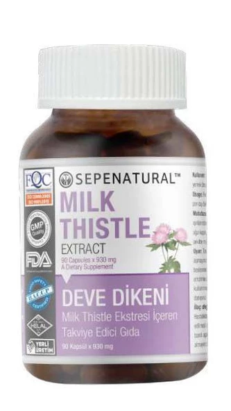 Milk Thistle Seed Extract 90 Kapsül 930 mg Devedikeni Ekstrakt Silmarin 80