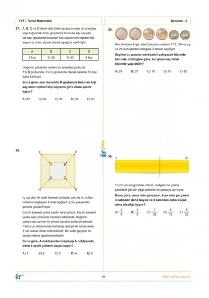 KR Plus TYT Matematik 5'li Denemesi - 3