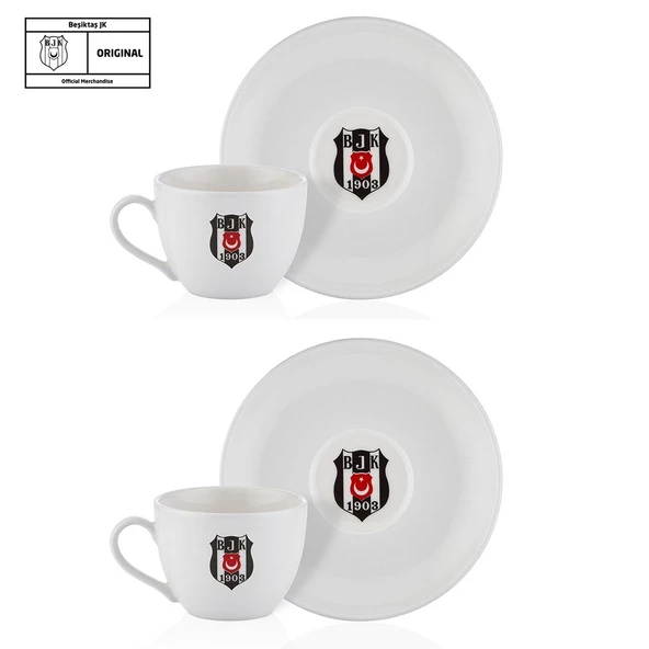 Beşiktaş Orijinal Lisanslı 2'li Çay Fincanı Takımı Hediyelik Ahşap Kutulu - 2
