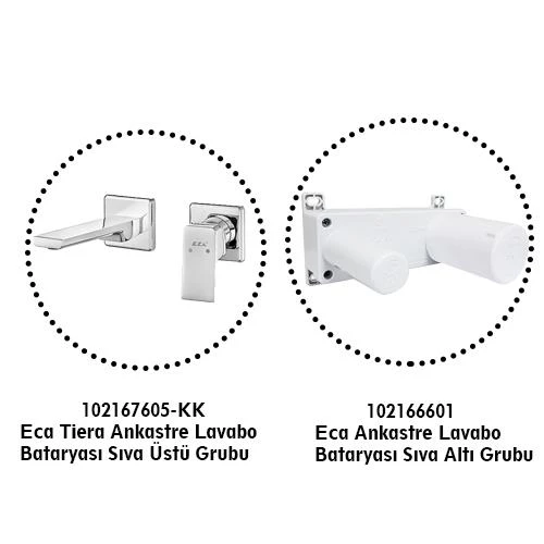 Eca Tiera Ankastre Lavabo Bataryası Set/Çift Rozet (102167605-KK+102166601)