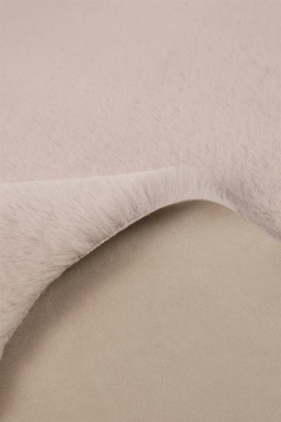 Dekoratif Tavşan Tüyü Ultra Yumuşak Peluş Kaymaz Halı Yolluk Vizon - Resim 4