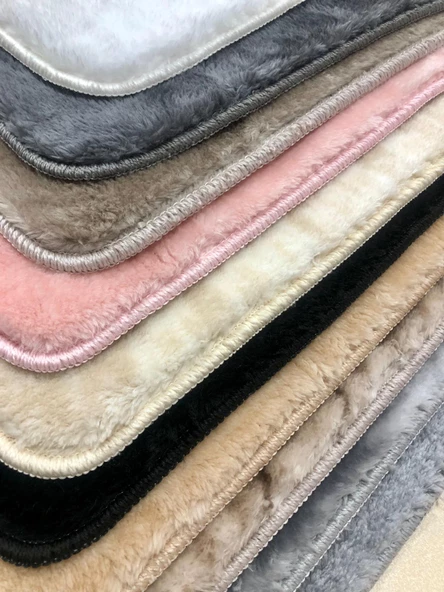 Dekoratif Puffy Peluş Yumuşak Kaymaz Taban Kesme Halı Yolluk Pembe - 8