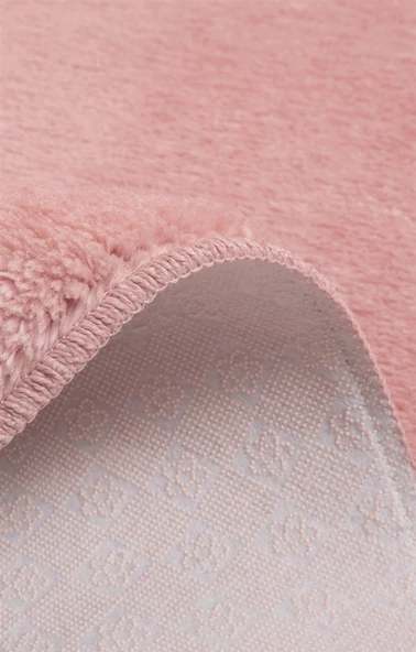 Dekoratif Puffy Peluş Yumuşak Kaymaz Taban Kesme Halı Yolluk Pembe - 4