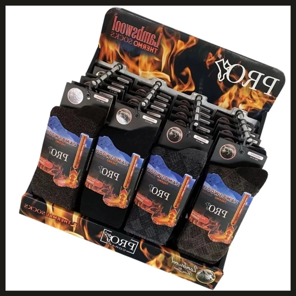 Uyguna-Yakala 24'lü Stand Pro Çorap Mix Lambswool Termo Erkek Çorabı-RAP.166 - 2