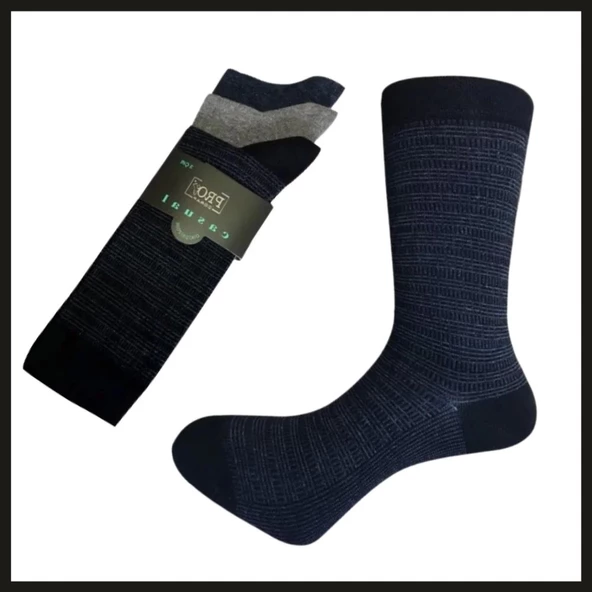 Uyguna-Yakala 3'lü Penye Casual Erkek Çorabı 8501-3-RAP.103 - Resim 2