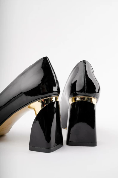 Muggo RACHEL Garantili Kadın Gold Tokalı Yüksek Topuklu Stiletto Ayakkabı - 6