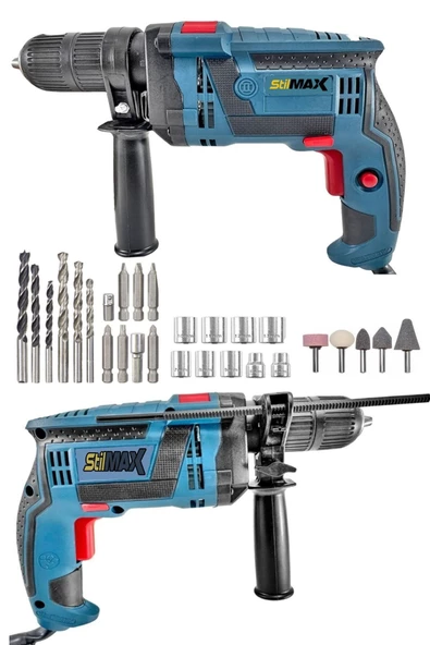 STİLMAX  3000W Compact Elektrikli Darbeli Vidalama Matkap 30 Parça SET Hediyeli Çantalı - 4