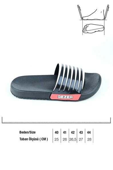 Gezer Erkek Terlik Rahat Taban Lüx Banyo Havuz Plaj 12470 Siyah - Resim 5