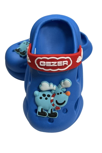 Gezer Kaydırmaz Taban Erkek Çocuk Terlik Geyik Mavi Kırmızı - 4