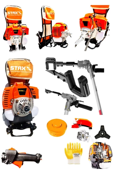 STAXX 3hp 52cc Benzinli Sırt Tipi Tırpan Çayır Ot Biçme Makinesi + Zeytin Silkeleme Makinesi - 2