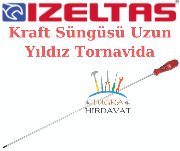 İzeltaş Süngüsü Uzun Yıldız Uçlu Tornavida 4.5x300 Ph1 Kraft Seri - 3