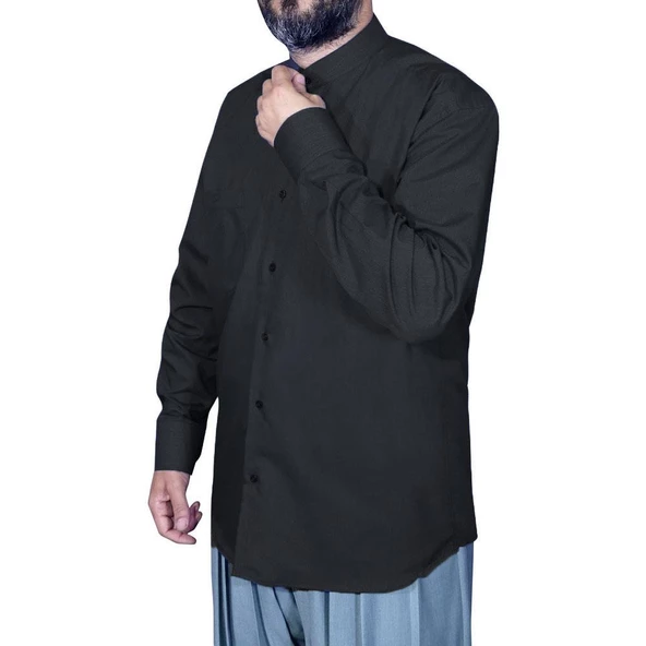 Hakim Yaka Gömlek Siyah - 3
