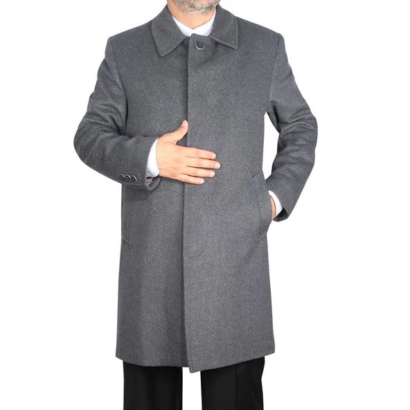 Erkek Kaşe Kaban Açık Gri - 7