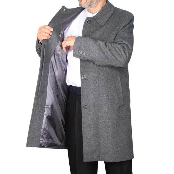 Erkek Kaşe Kaban Açık Gri - 4