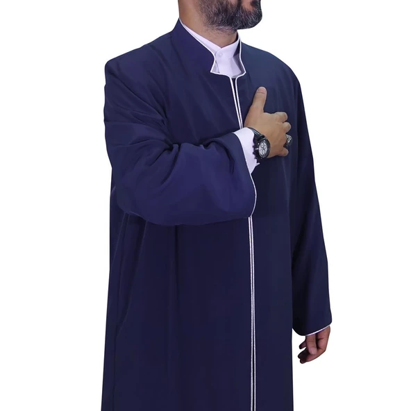 Hakim Yaka Cübbe Lacivert - Gümüş Biyeli - 3