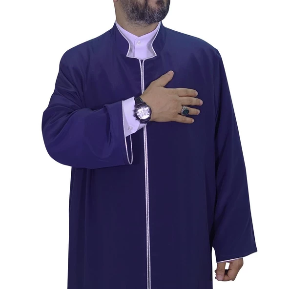Hakim Yaka Cübbe Lacivert - Gümüş Biyeli - 2