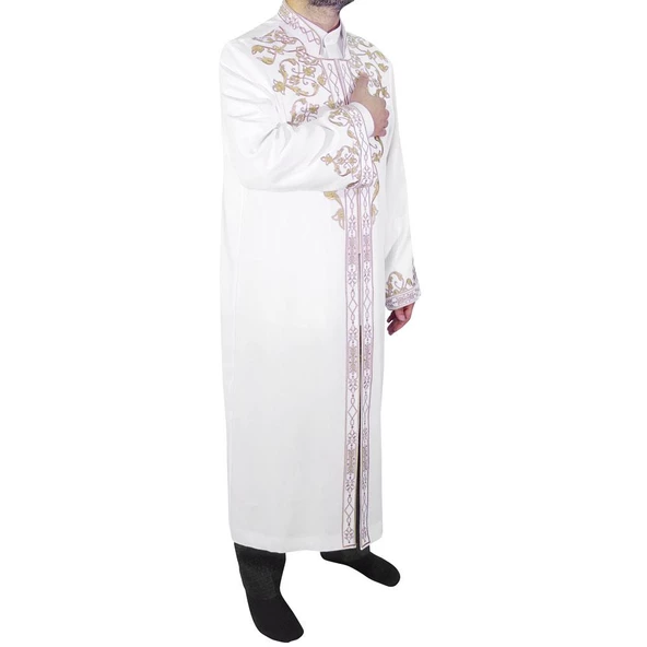 İmam Cübbesi Çelebi Krem Gold Nakışlı - 4