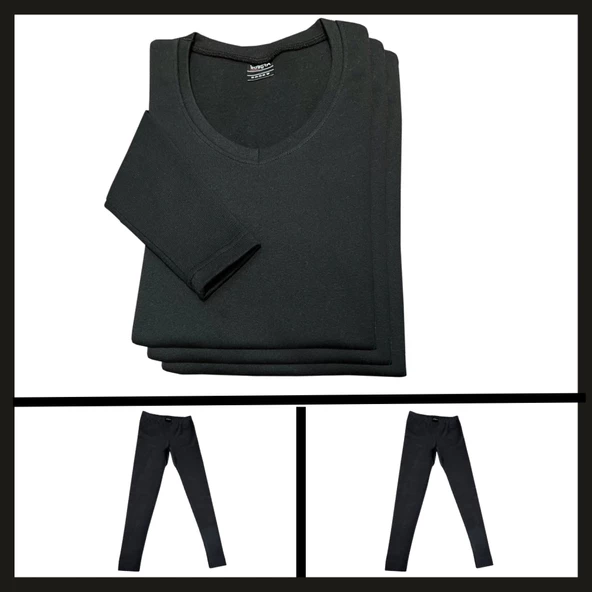 Uyguna-Yakala Unisex Siyah Heatpro Termal İçlik Takım-RML.001 - 2