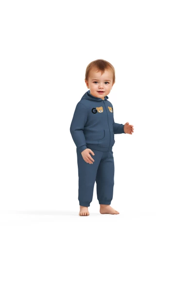 Bebek Kapüşonlu Ceket ve Pantolon Takımı, %100 Organik Pamuk, Bebek ve Yenidoğan Serisi - CSY8005 - 3