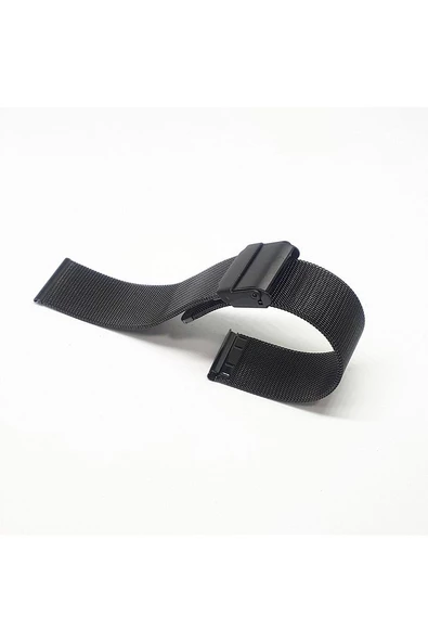 22mm Siyah Renk Hasır Ince Örgü Çelik Kaplama Metal Saat Kordonu