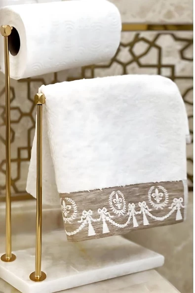 Mermer Ayaklı Metal Banyo El Havluluk Kağıt Havluluk Standı - 2
