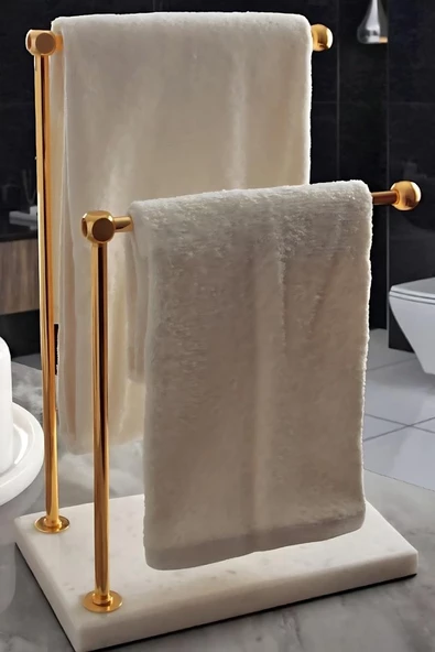 Mermer Ayaklı Metal Banyo El Havluluk Kağıt Havluluk Standı - 3