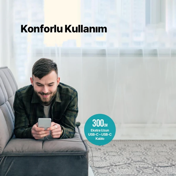 Ttec 3 Metre 65W Süper Hızlı Type C to Type C Şarj ve Data Kablosu, Kopmaz Yıpranmaz PD/QC Şarj Destekli Kablo - 4