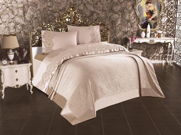 Carmen Fransız Güpürlü Çift Kişilik Pike Takımı - 3