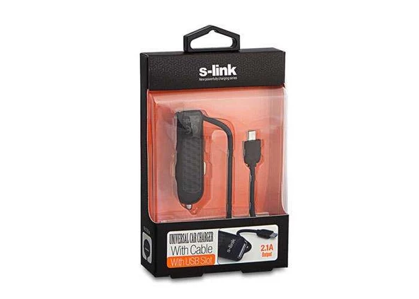 S-Lınk Tel Aks. Slp-130 Pro 2100Ma Çakmaktan Usb + Mıcro 5 Pın Araç Şarjı