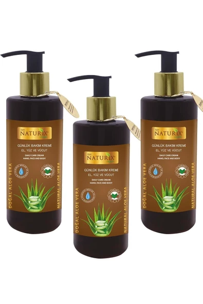 Aloe Vera Özlü El, Yüz ve Vücut Kremi 250 Ml - 3'lü Eko Paket Nemlendirici Onarıcı Vücut Losyonu