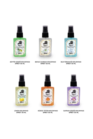Zeytin Çiçeği & Safran & Beyaz Zambak & Tütün & Limon & Ice Fresh Kolonya 50 Ml Elegance 6'lı Set - 3