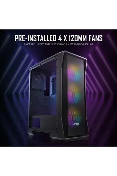 ANTEC NX360 Mid-Tower Mesh Oyuncu Kasası Siyah (4 Fan Dahil) - 5