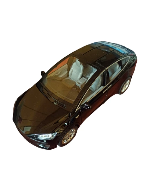 Tesla Marka Metal Model Araba - Tüm Kapılar Açılır, Işıklı ve Sesli 1:22 Ölçek! Siyah - 4