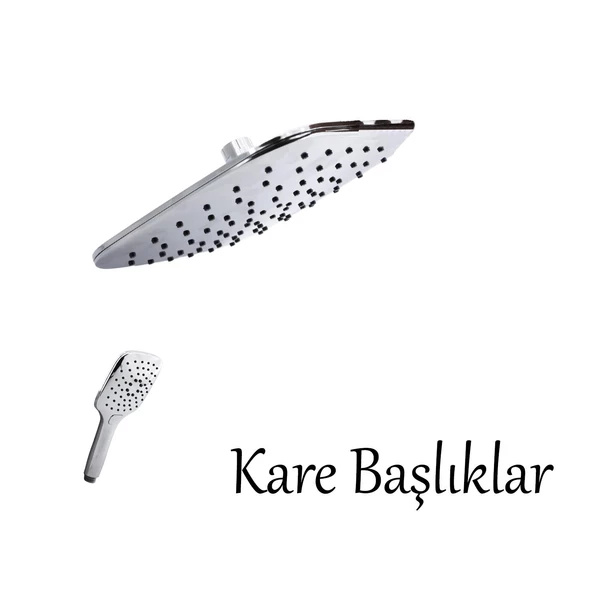 Robot Tepe Duş Seti Takımı Shower Yağmurlama Kare Banyo Masaj Duş Başlığı Sistemi Krom - Resim 3