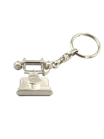 Antika Telefon Şeklinde Anahtarlık - Nikel