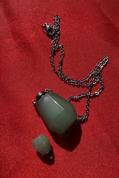 Kolye Doğal Taş İksir Parfüm Şişe Kolye Avanturin - 3