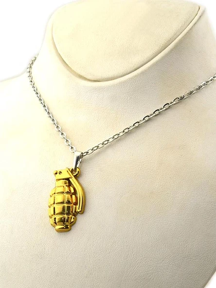 El Bombası - Grenade - Kolye - Gold Görünümlü - 10