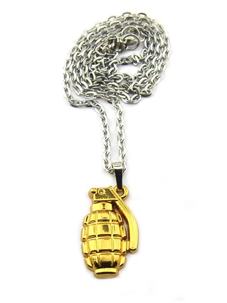 El Bombası - Grenade - Kolye - Gold Görünümlü - 9