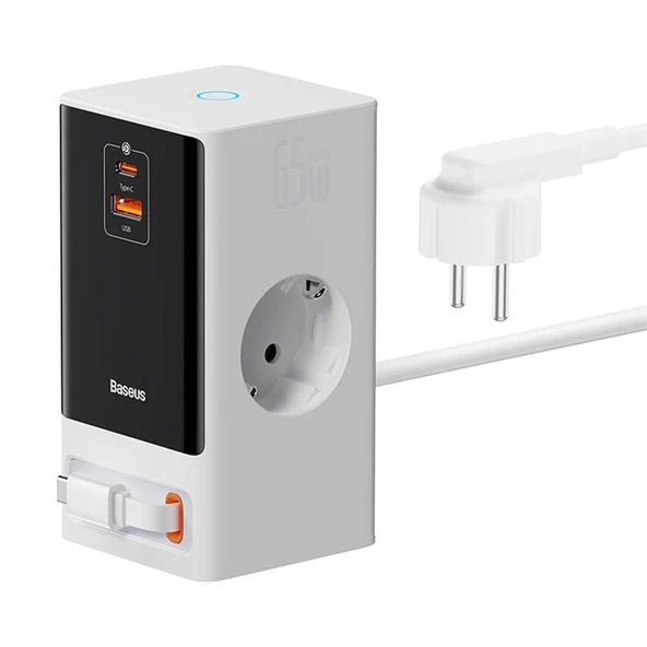 Baseus SüperCombo 4000W 16A Type C Kablolu ve Güç Kablolu, 1x USB,1x Type C ve 1x 220V Priz Girişli Şarj Adaptörü