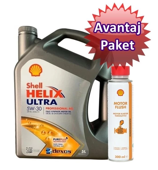 SHELL HELİX ULTRA PROFESSIONAL AG 5W30 5L-MOTOR FLUSH AVANTAJ PAKETİ - 5