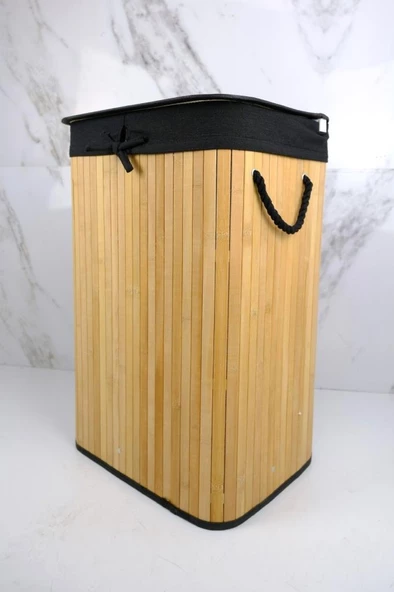 Digithome Dikdörtgen Bambu Çamaşır Sepeti Naturel CL-6002-8 C1-1-121 - 3