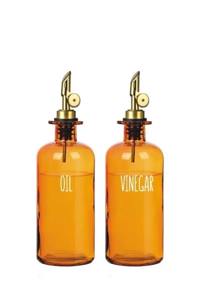 Digithome 2'li Cam Zeytinyağı ve Sıvıyağ Şişesi Otomatik Kapaklı Etiketli Yağdanlık Amber 500 Ml – I/8 C1-1-289 - 2