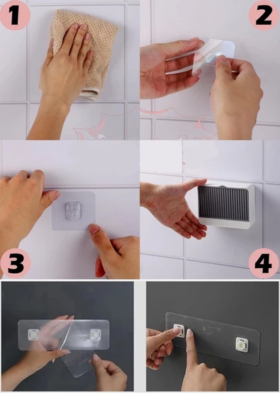 2 Bölmeli Katı Sabunluk Güçlü Yapışkanlı Duvara Monte Mutfak Banyo Organizeri Kahve Rengi - 4