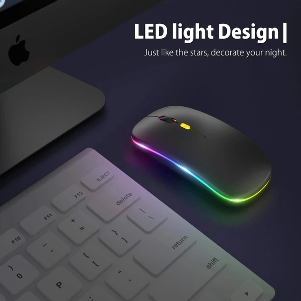 Blic Bwm6 Siyah RGB Şarjlı Kablosuz 1600DPI Işıklı Kablosuz Sessiz Mouse - 6