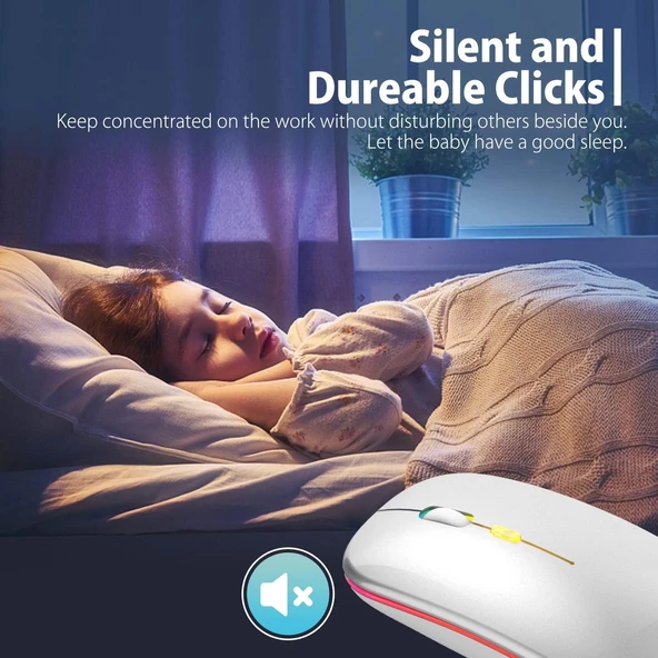 Blic Bwm6 Gri RGB Şarjlı Kablosuz 1600DPI Işıklı Kablosuz Sessiz Mouse - 3