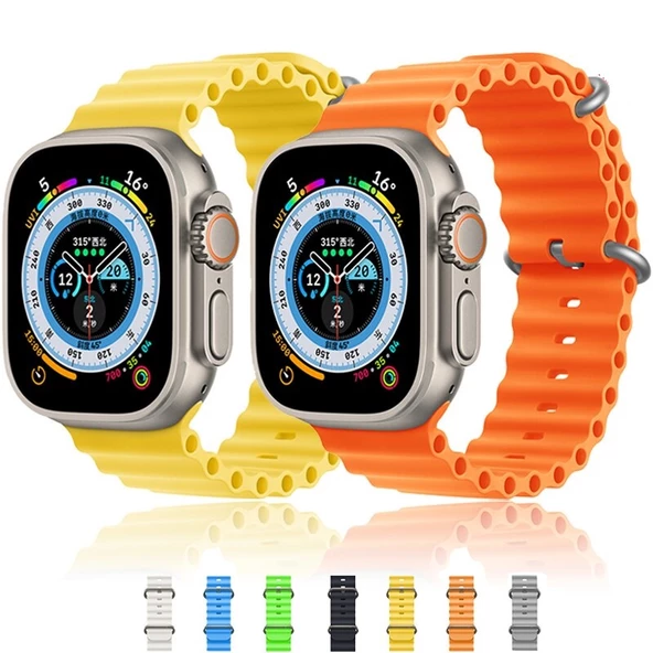 Apple Watch 44/45/46/49mm Kordon Ocean Silikon Kordon 2/3/4/5/6/se/7/8/9/10/11/ultra ürün görseli 1