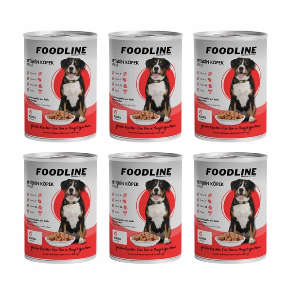 Foodline Kuzu Etli Yetişkin Köpek Konservesi 400 Gr x 6 Adet